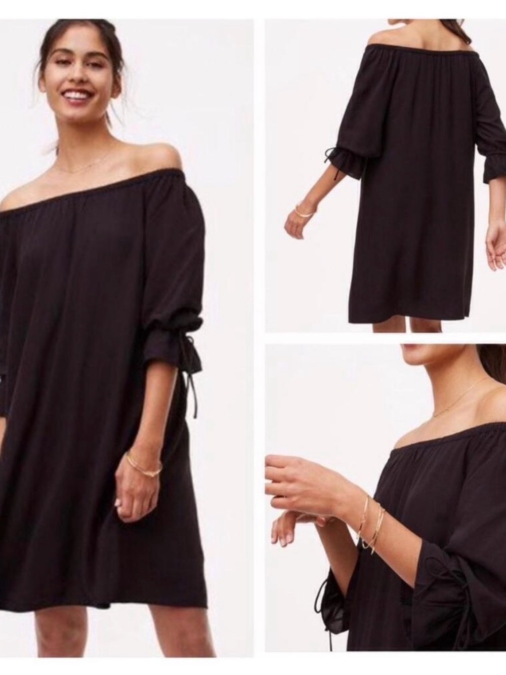 LOFT Black Off-Shoulder Peasant Tunic
